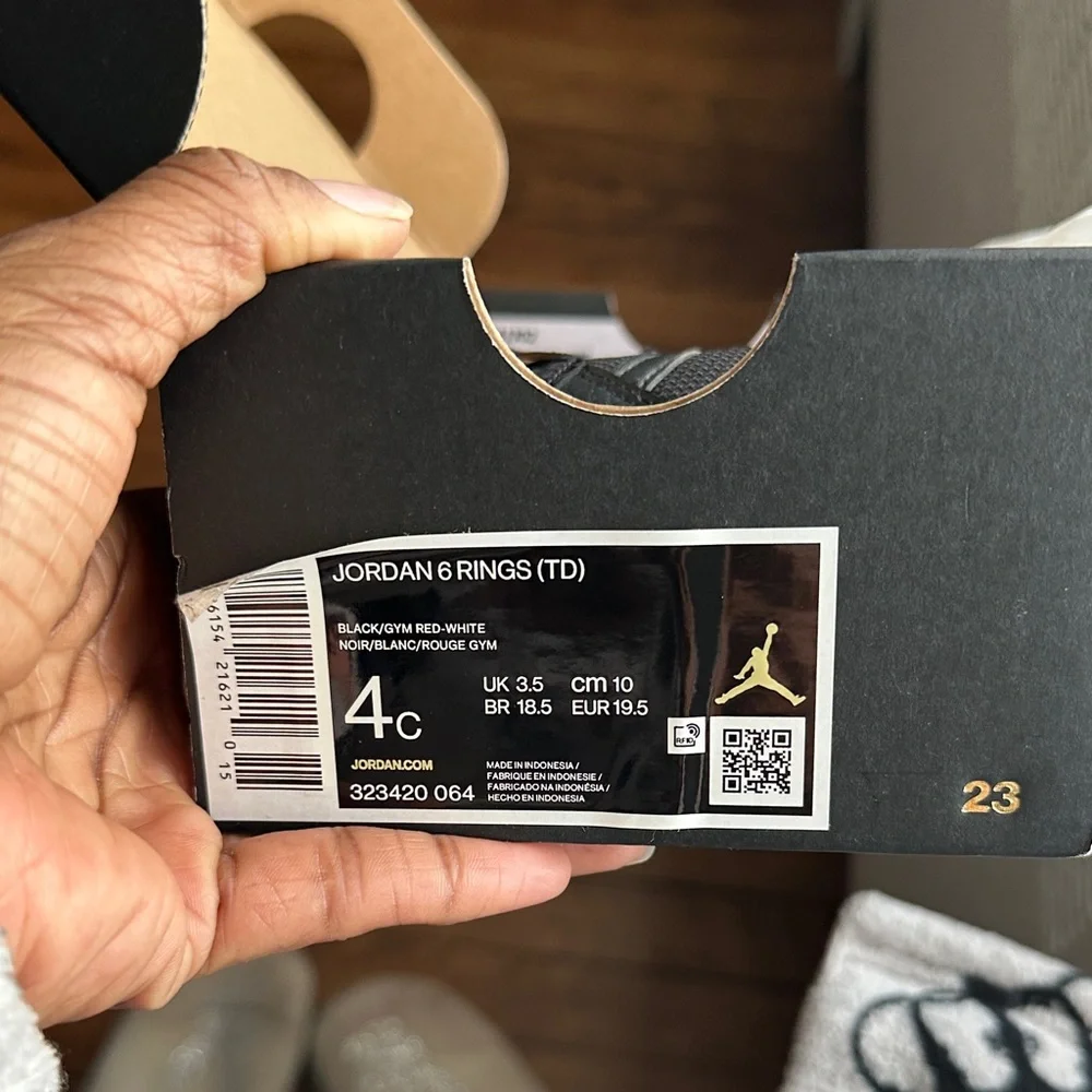 Jordan 6 Rings TD in Black, Red, and White - Picture 2 of 14